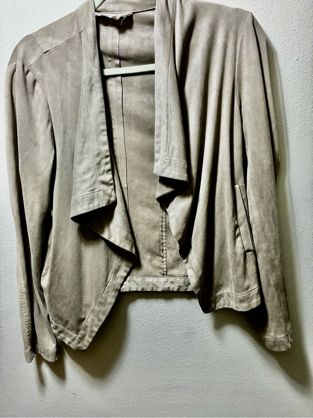 BB Dakota Draped Open-Front Jacket in Taupe